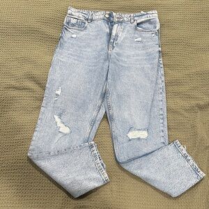 Zara Light Blue Distressed Women Jeans